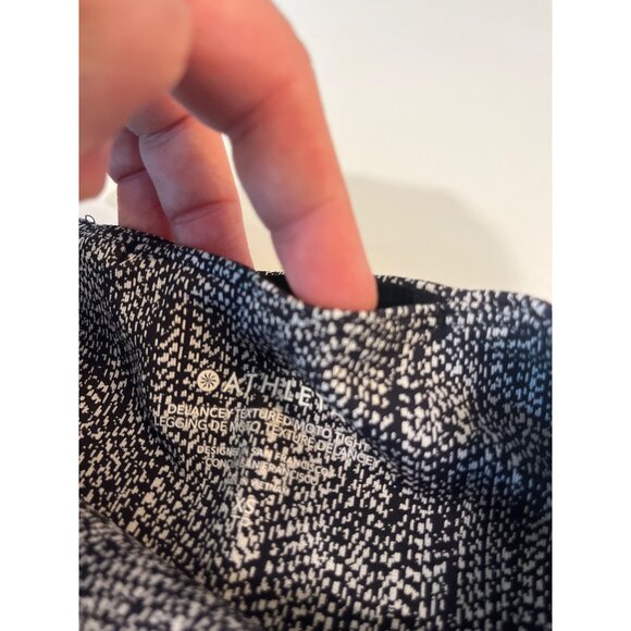 Athleta Black & White Moto Leggings Textured High-Rise Stretchy Ankle-Length Zip - Picture 4 of 9